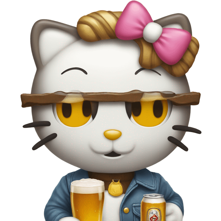 hello kitty with a beer emoji