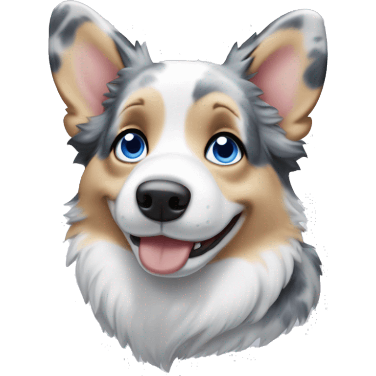 Blue Merle corgi with blue eyes no tail emoji