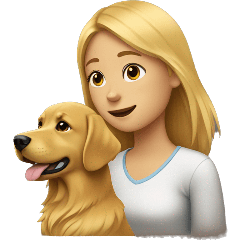 Girl and golden retriever  emoji