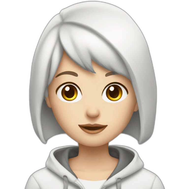 girl short hair white skin hoodie computer emoji