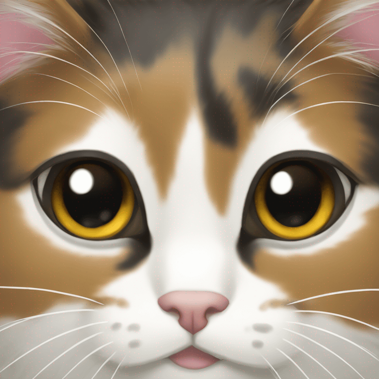 Tricolor longhair cat with white marking on face emoji