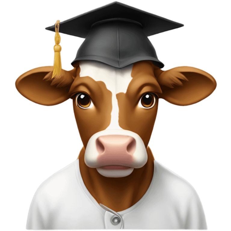 Cow with student hat university  emoji