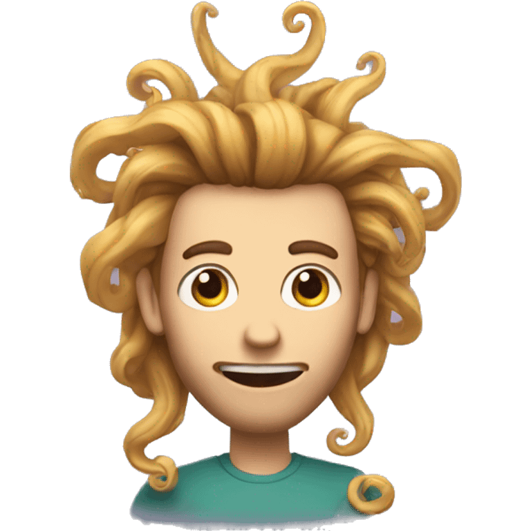 a guy with long, wild and tentacle-ish hair emoji