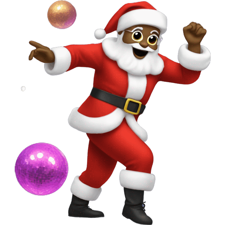 Dancing Santa with disco balls emoji