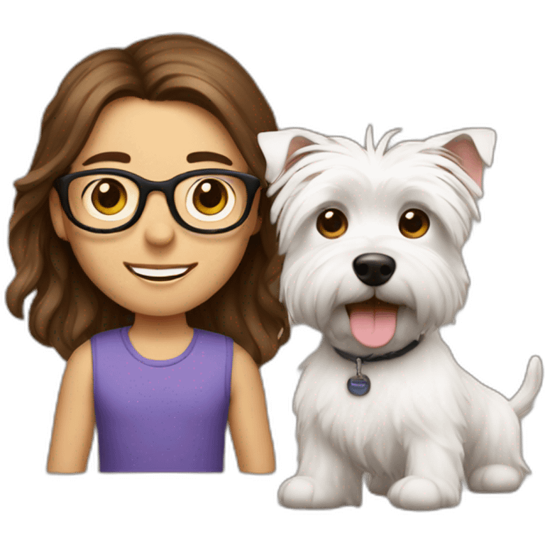 Brown hair man with glasses with westie dog girl emoji