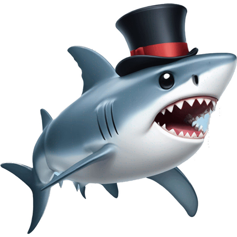 Shark with a top hat emoji