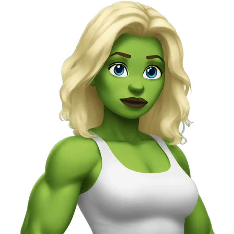 female hulk with blonde hair and blue eyes emoji