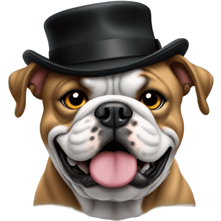 Bulldog with read a black hat emoji