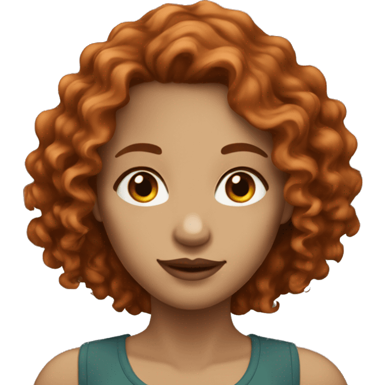 avatar of a woman with long red wavy/curly hair, dark brown eyes and light skin emoji