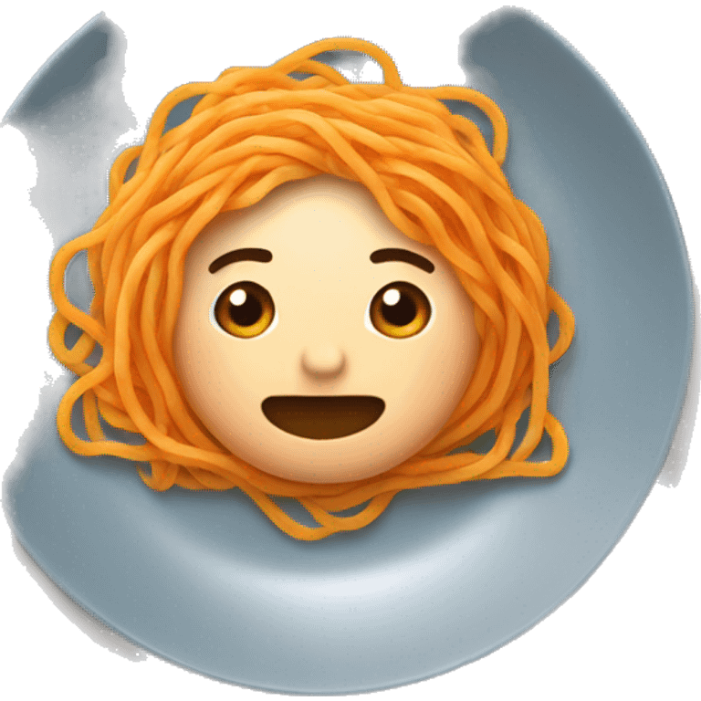 plate of orange noodles with hair emoji