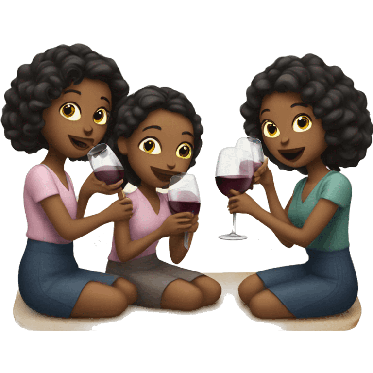 three Girls drinking wine emoji