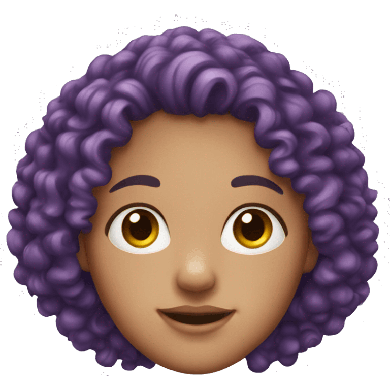 European, purple curly hair, woman, teenager, nose ring. emoji