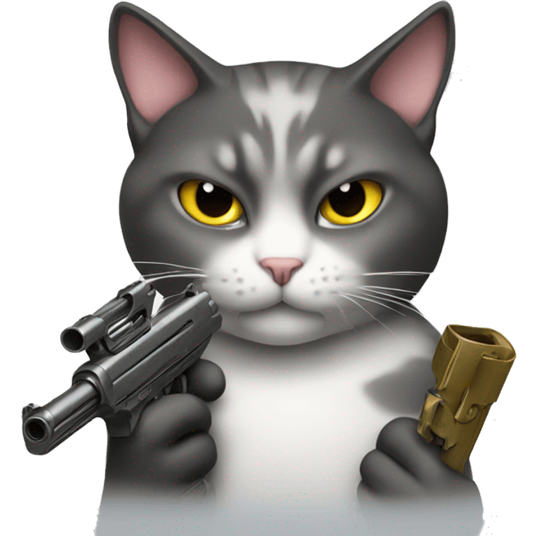 Cat holding a gun emoji