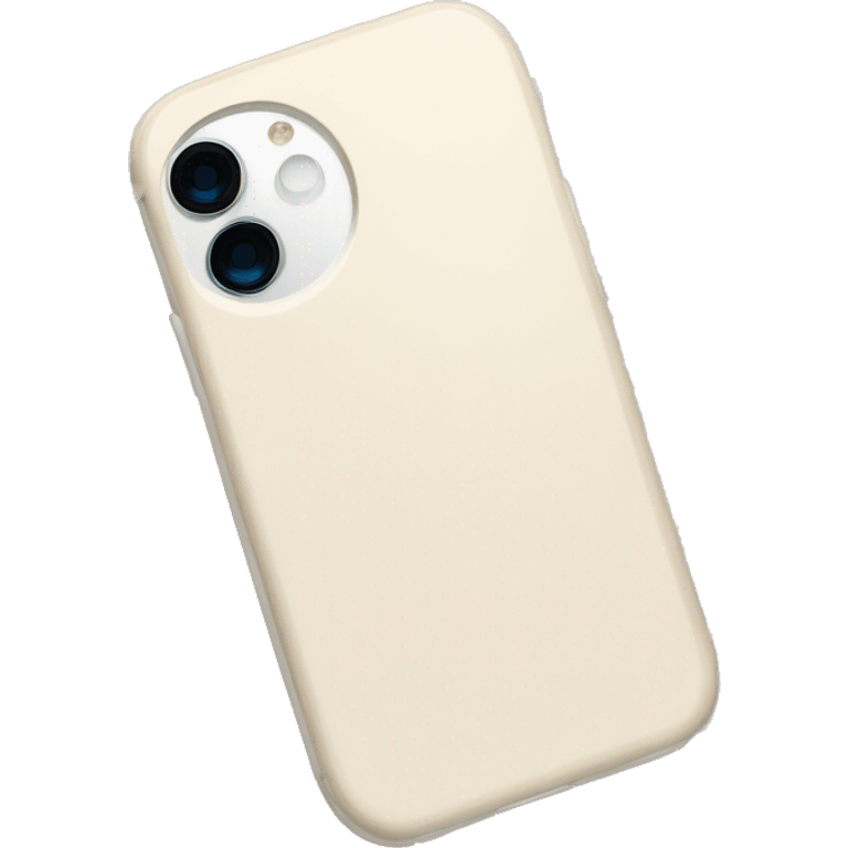 white iPhone 14 with beige checkered case emoji