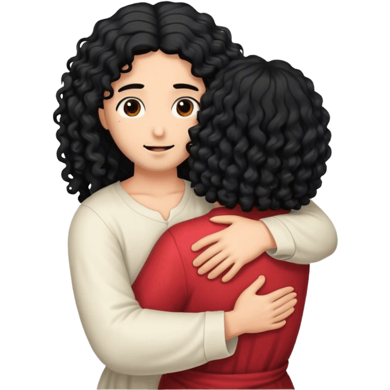 jesus  hair,liso ,hugging a woman black curly hair  emoji