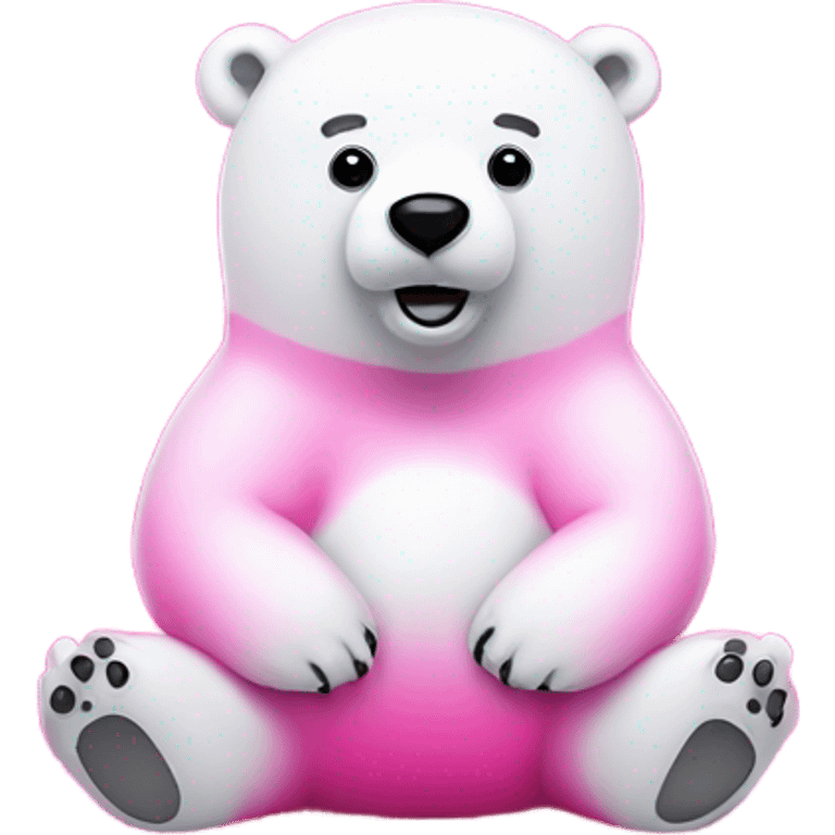 Hot pink polar bear sitting down with glitter emoji