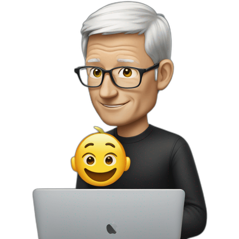 tim cook with a macbook pro emoji