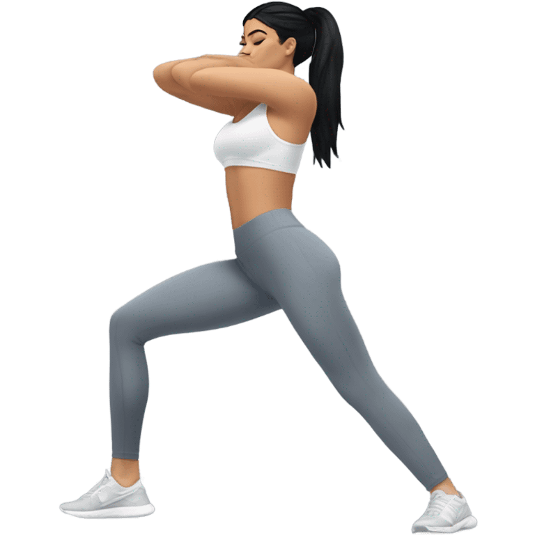 Kylie Jenner squatting  in yoga pants emoji