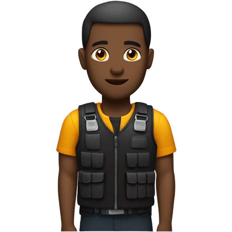 black man standing full body with stab vest  emoji