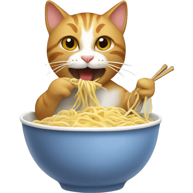 cat eating noodles emoji