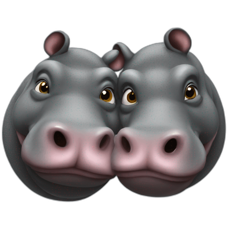 2 hippopotamus kiss emoji