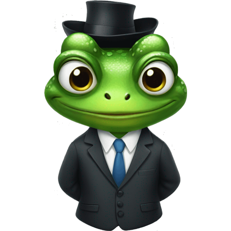 Frog wearing a suit emoji