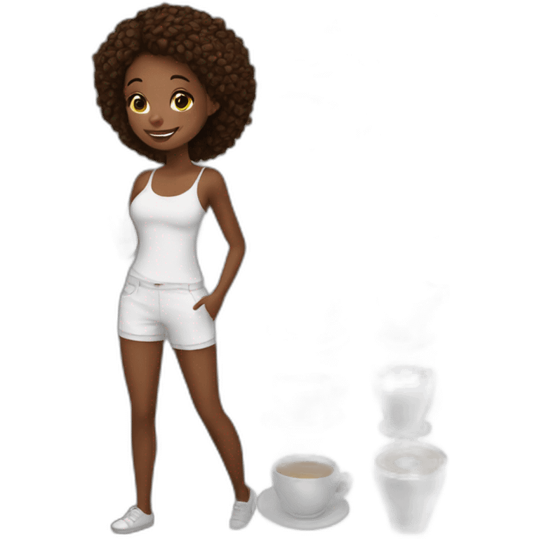 Girl white love coffe emoji