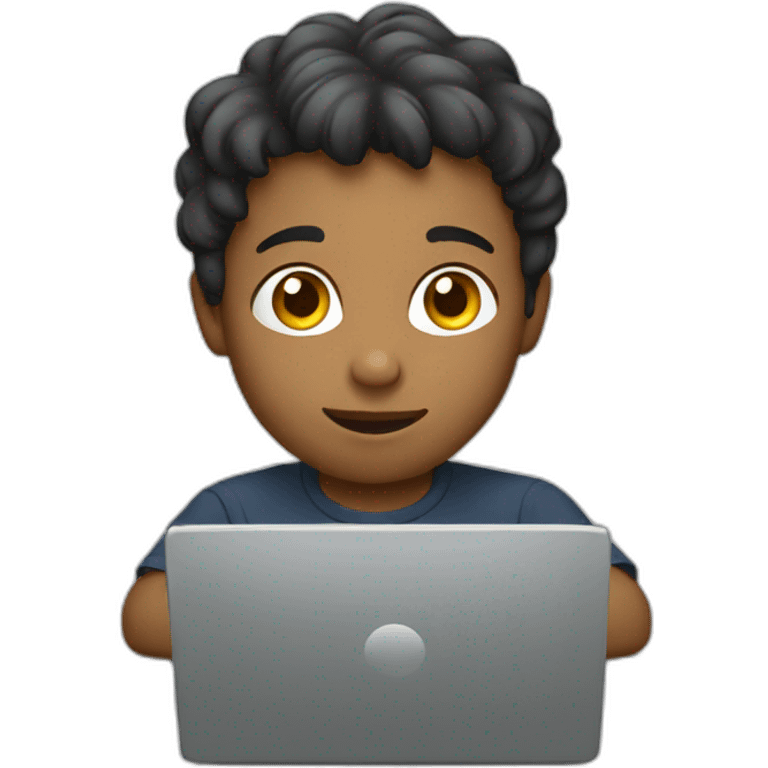 Kid with computer emoji