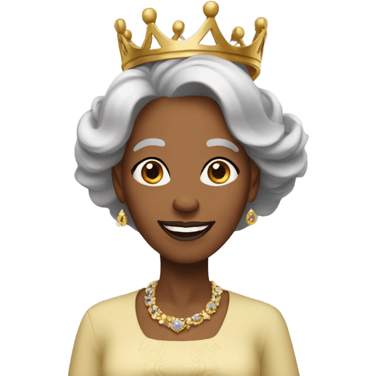 Older 
Black woman with royal crown and clothi.g emoji