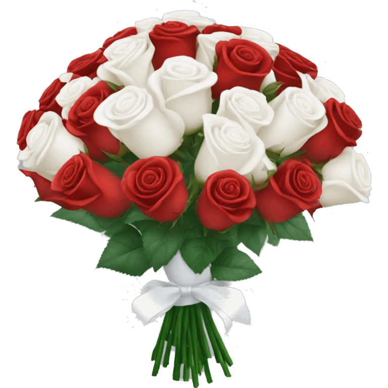 Red and white rose bouquet with white wrapping  emoji