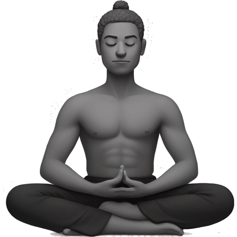 Guy meditating in black and white emoji