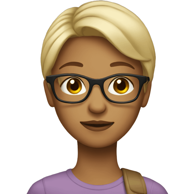 A girl with short blond hair and brown glasses  emoji