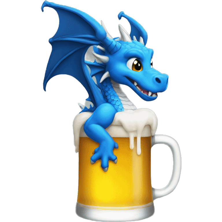 Blue Dragon drinking beer emoji