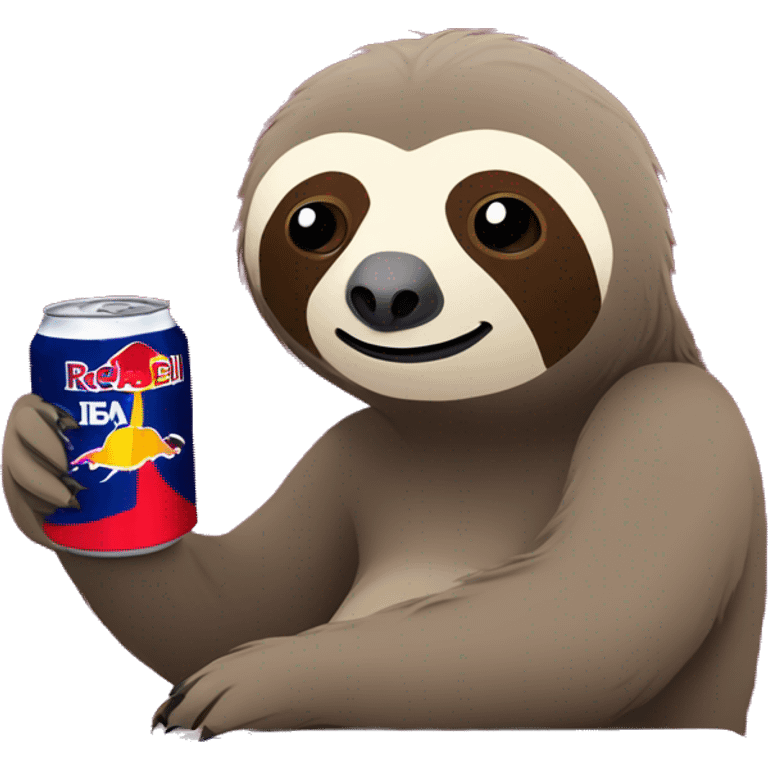 sloth with RedBull can and laptop emoji