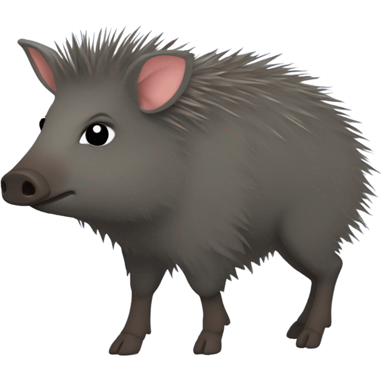 Cute fuzzy javelina, full body side view  emoji