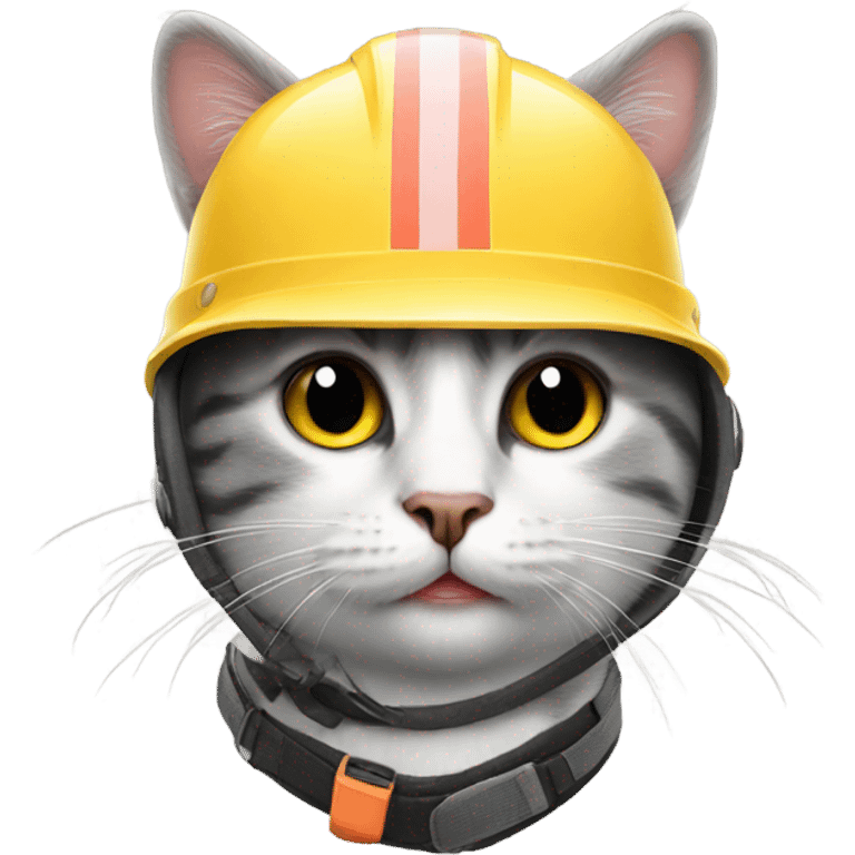 Cat wearing the safe hat emoji