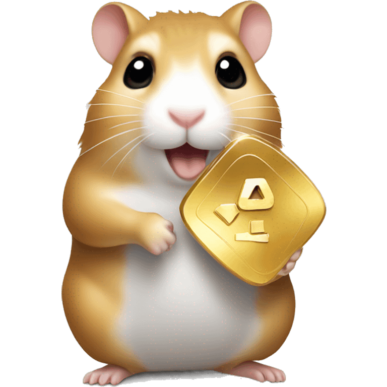 A hamster holding youtube gold play button award emoji