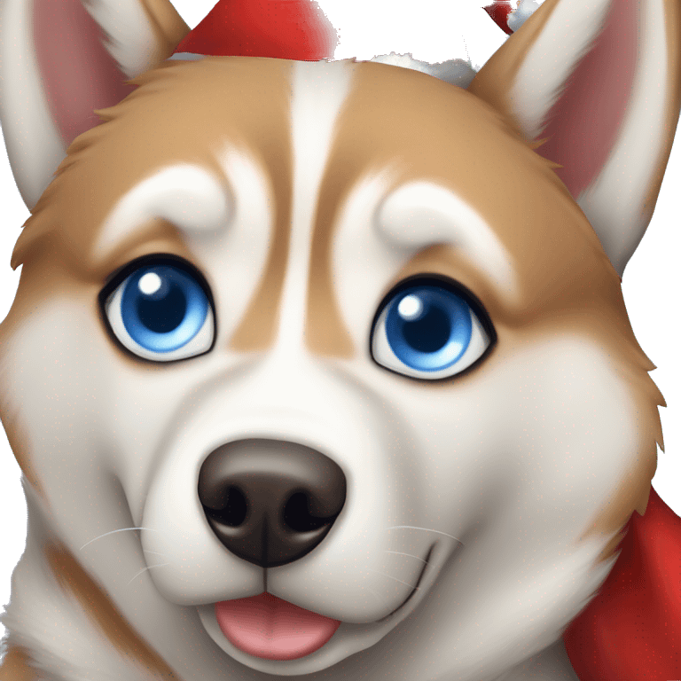 Red Siberian Husky with blue eyes Christmas  emoji