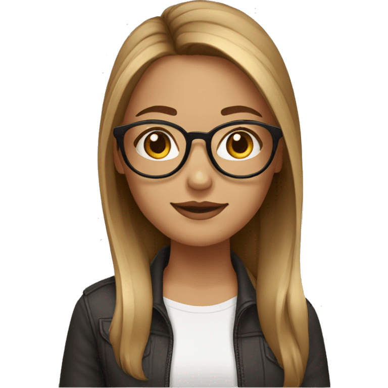 girl with round glasses and brown hair with blonde highlights in the front emoji