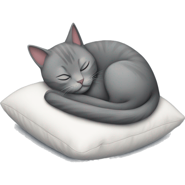 small gray cat sleeps on a pillow emoji