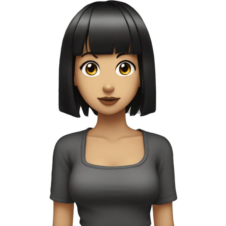 90’s anime style girl with black hair and bangs emoji