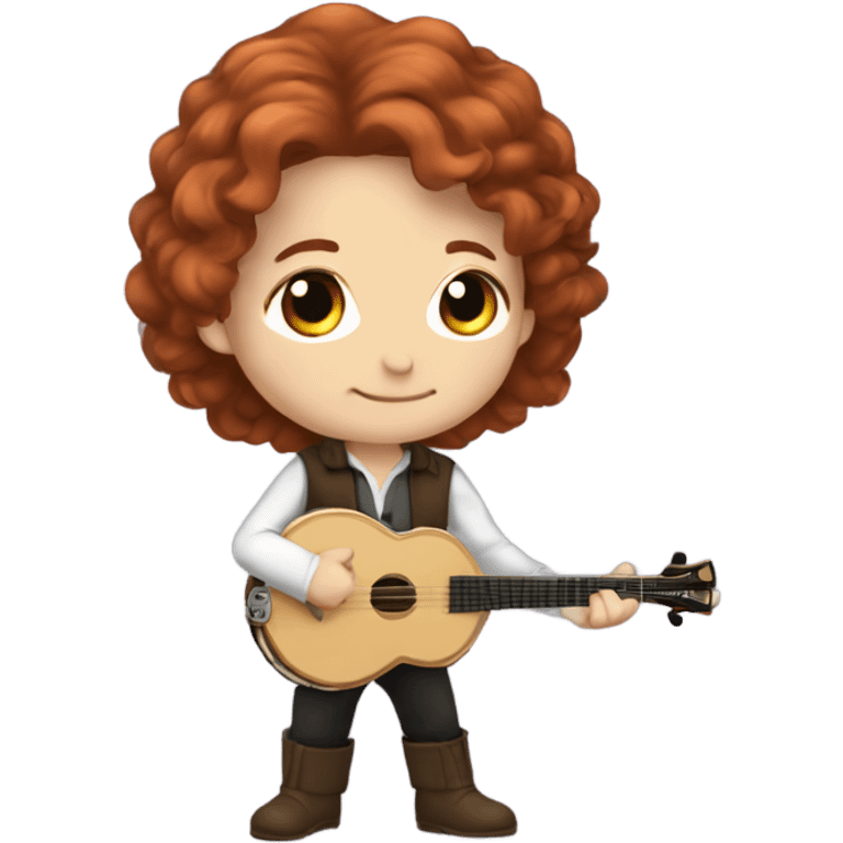 Vivaldi middle aged auburn hair chibi standing banjo  emoji