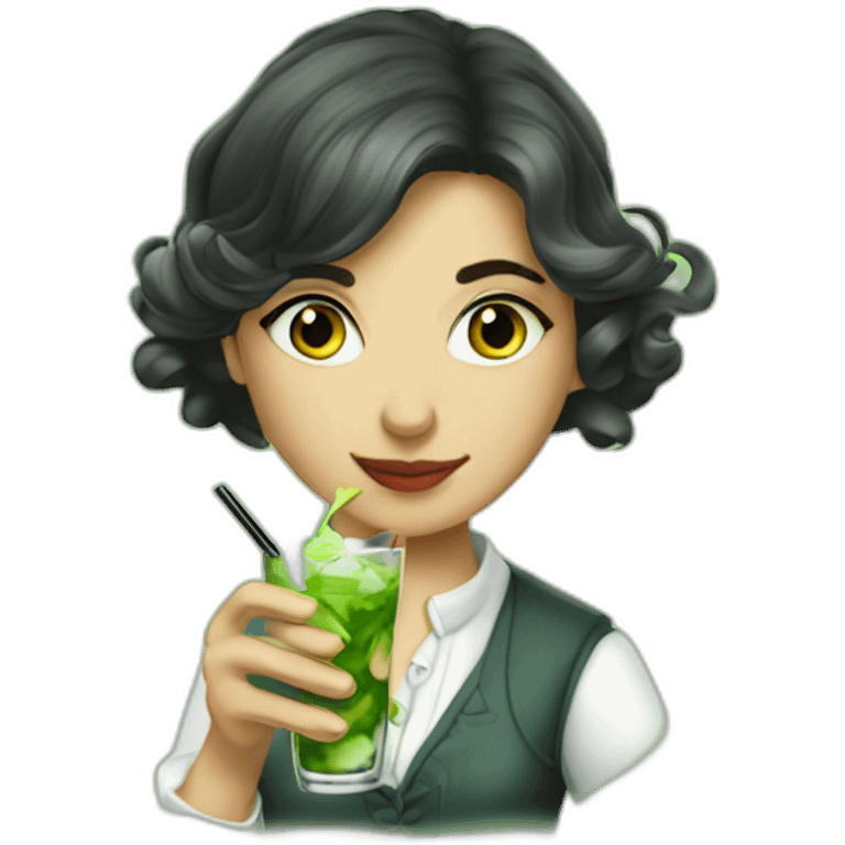 argentine girl sherlock holmes drinking mojito emoji