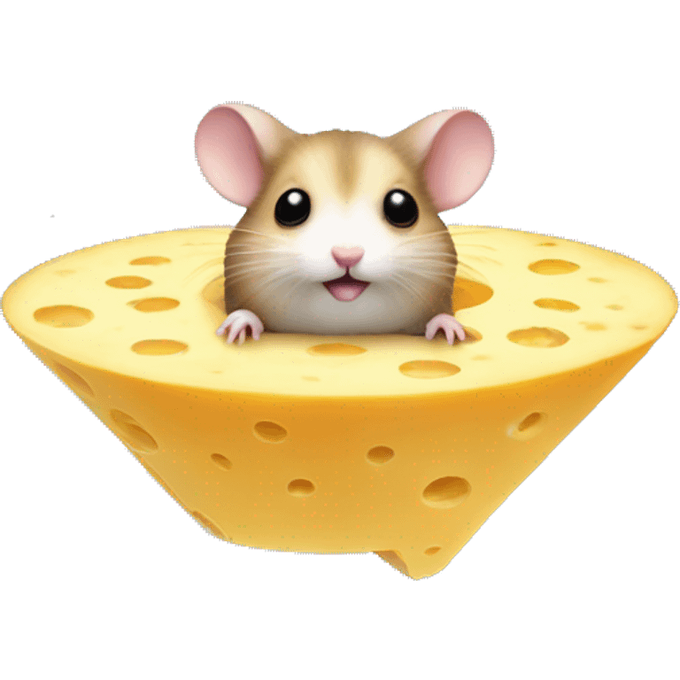 alien hamster in a ufo abducting cheese emoji