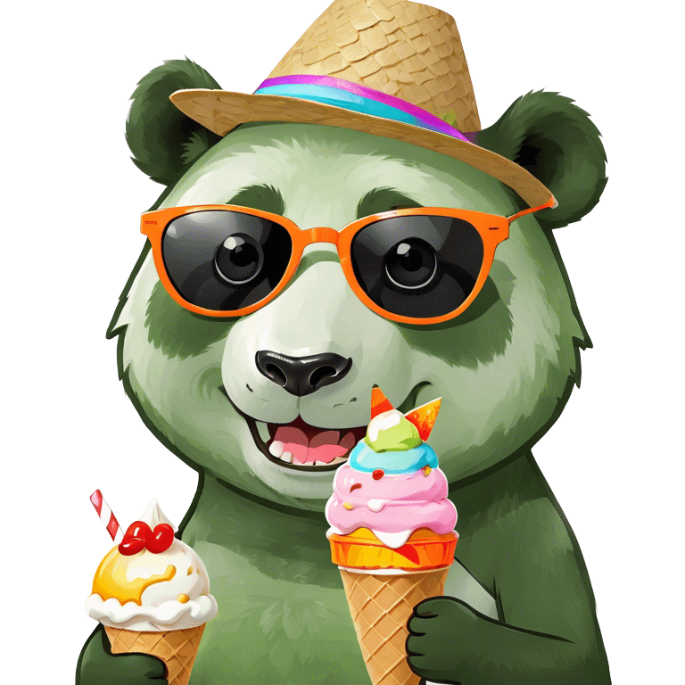 Panda eating ice cream emoji