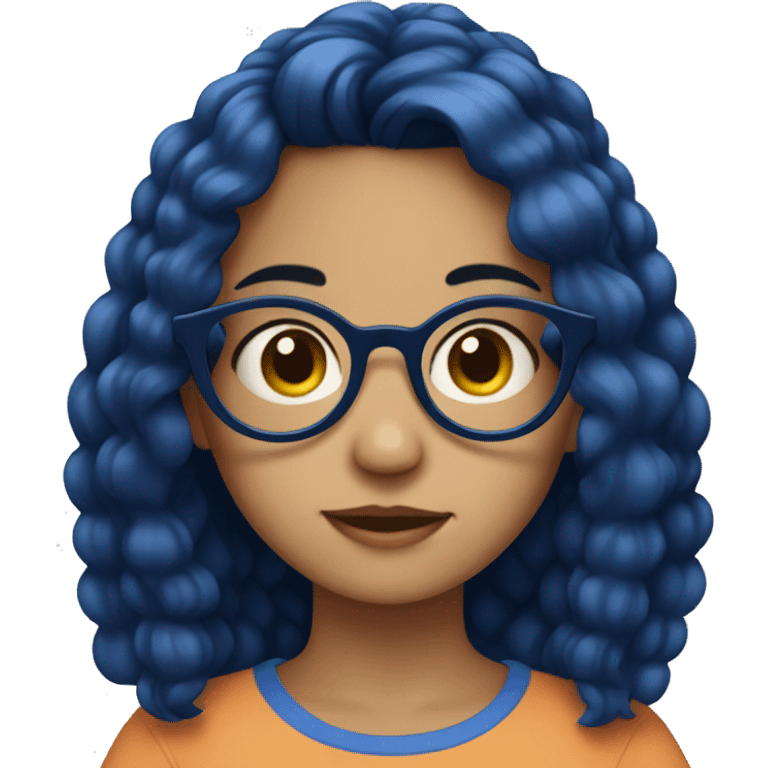 Girl with dark blue hair round glasses and autism emoji