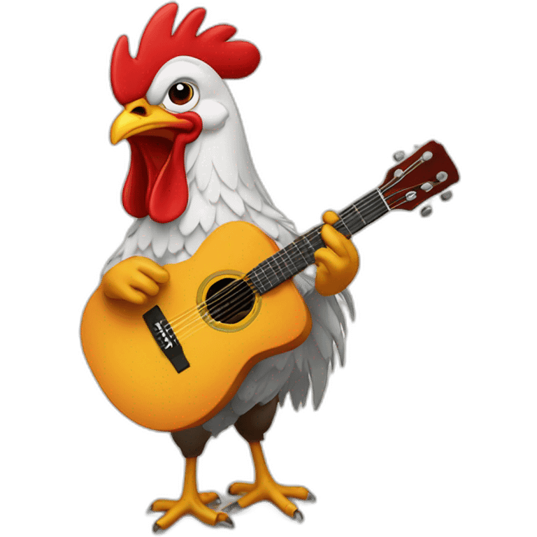 Rooster singing and playing guitar emoji