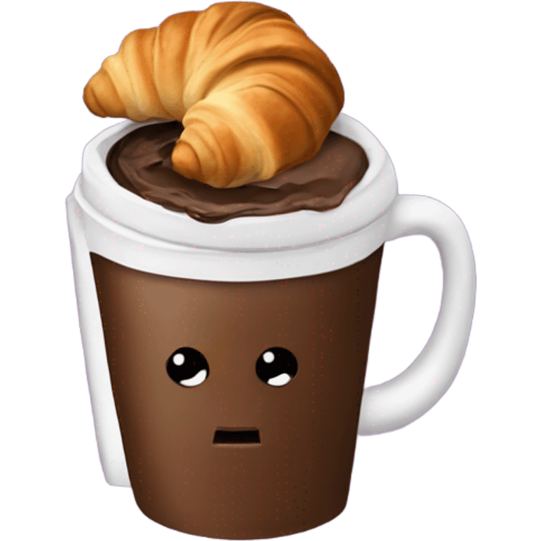 coffee with chocolate croissant  emoji