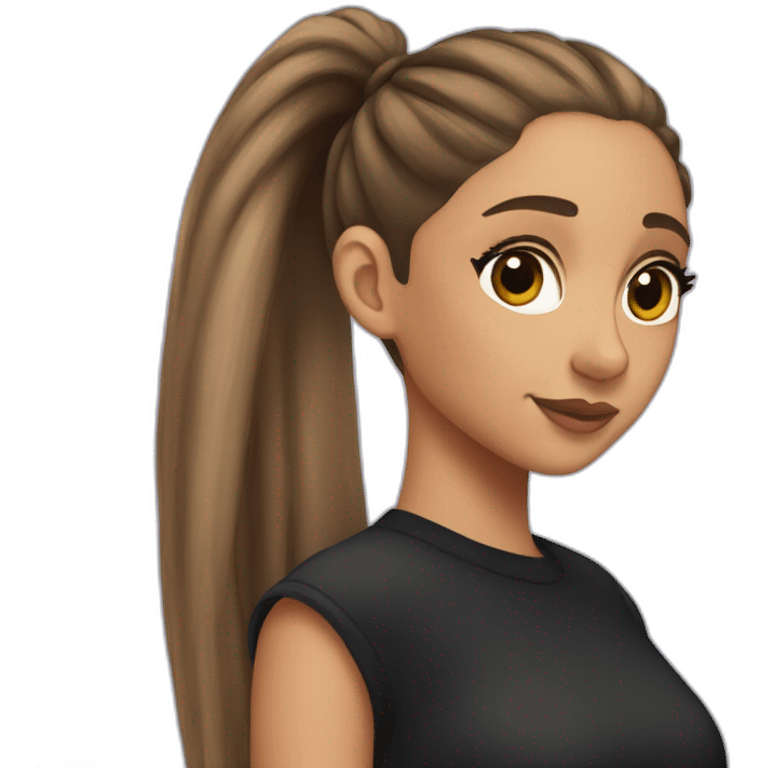 ariana grande with a ponytail emoji