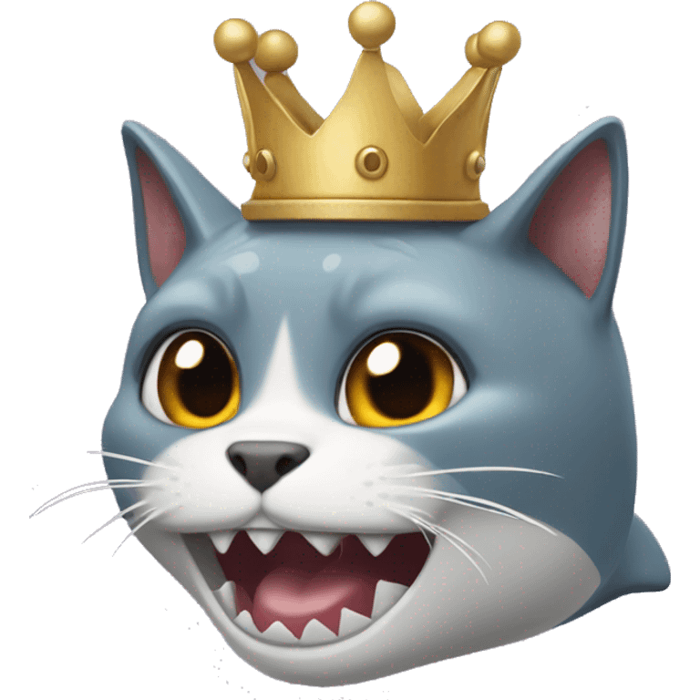 a cat wih shark teeth and a crown emoji